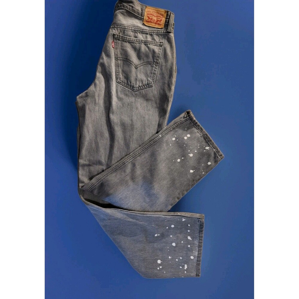 Levi's Low Pro Straight Jeans Grey Splatter Bleach Paint A0964-0017 W30 Size 10 - Picture 3 of 6